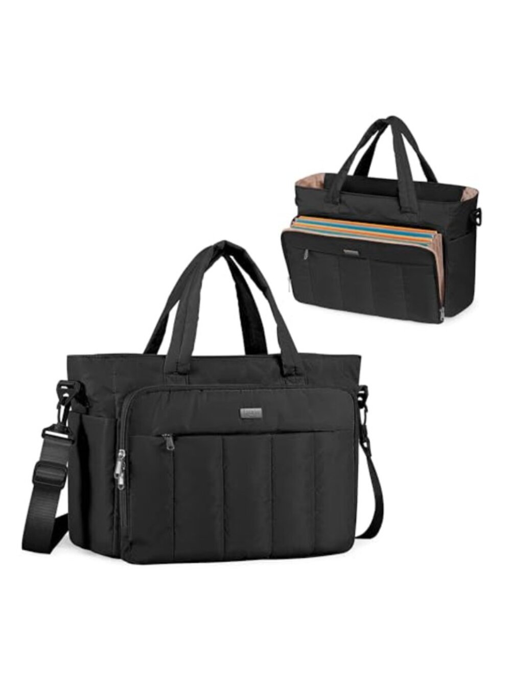 Luxja Puffy Puffer Tote Bag Memory Fabric Laptop Travel Everyday